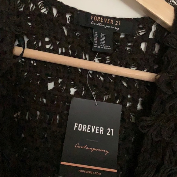 NWT Forever 21 Black Sweater Jacket CARDIGAN S/M - Picture 2 of 6